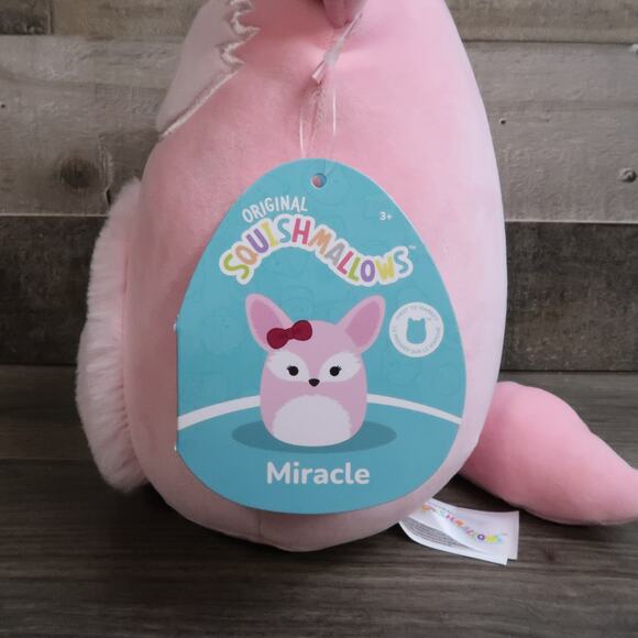 Squishmallow 8" Miracle The Pink Fox Bow Plush - Picture 3 of 4